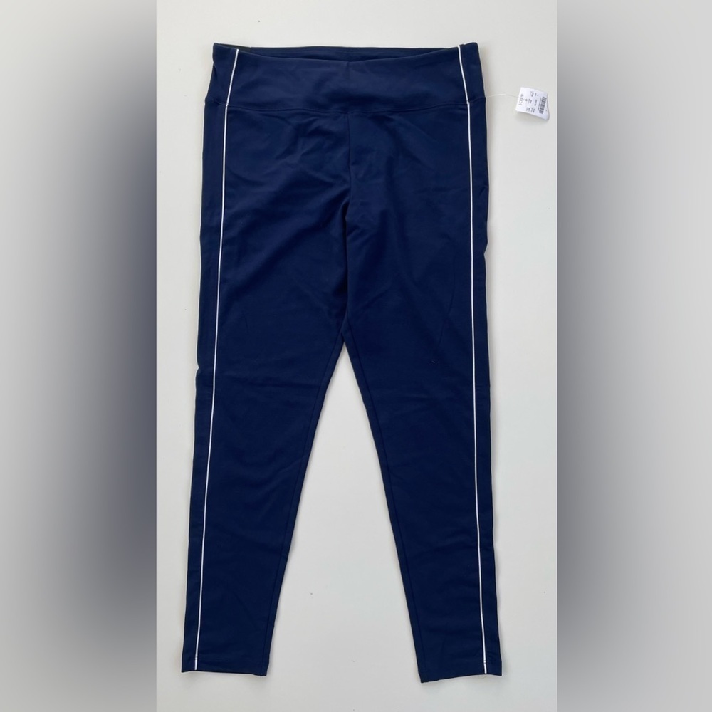 J.Crew Factory Women's Navy Leggings with White Ribbing LARGE, New with Tags